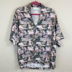 Brooke Wright Chambray Camouflage Kimono Sleeves Blouse Size S/M